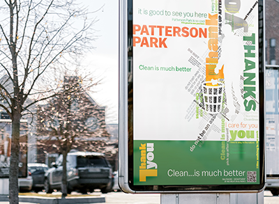 mockup of poster in a park